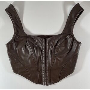 Windsor Women'sBrown Faux Leather Corset top Size Small Y2K